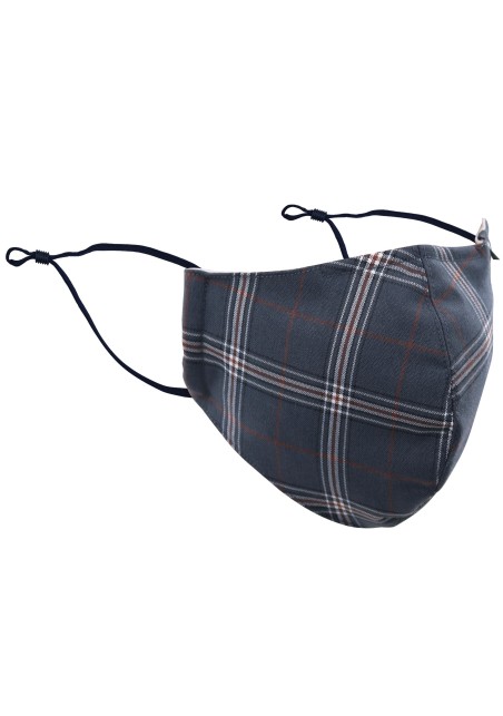 Gray Windowpane Check Face Mask