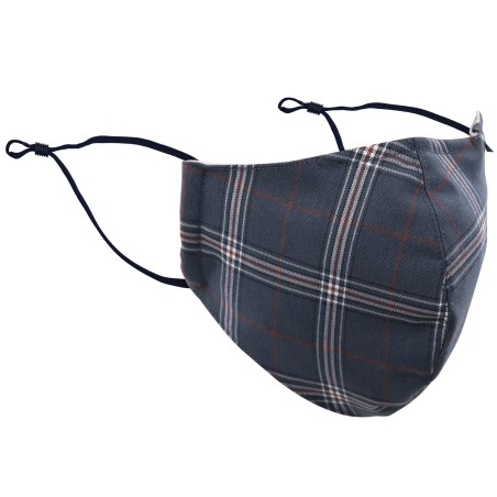 Gray Windowpane Check Face Mask