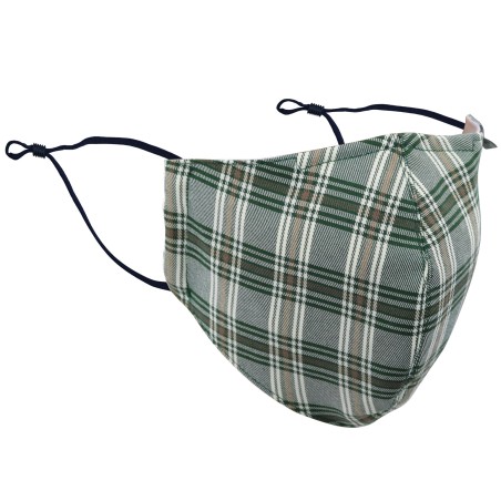 Green and Fall Beige Brown Plaid Mask