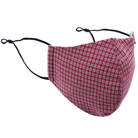 Duke Plaid Mask in Reds and Grays