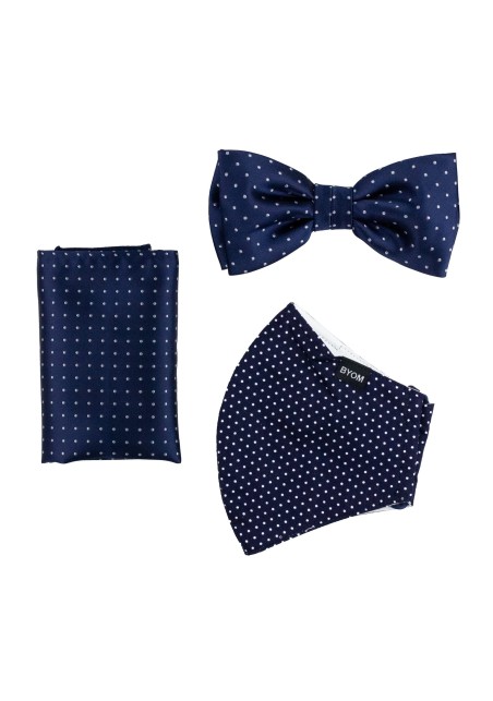 Pin Dot Bow Tie and Face Mask Set in Classic Navy