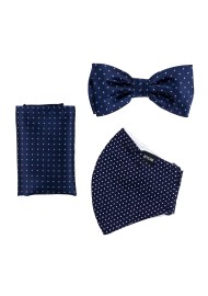 Pin Dot Bow Tie and Face Mask Set in Classic Navy
