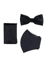 Black Pin Dot Mask and Bow Tie Set