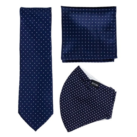 Pin Dot Tie and Mask Set in Classic Navy