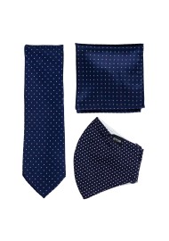 Pin Dot Tie and Mask Set in Classic Navy