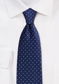 Pin Dot Necktie in Navy Blue