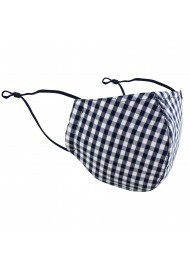 Navy and White Gingham Check Mask