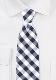Navy and White Gingham Check Necktie