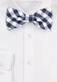 Navy Gingham Check Bow Tie