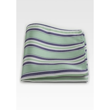 Sage and Silver Striped Pocket Square