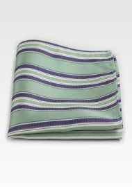 Sage and Silver Striped Pocket Square