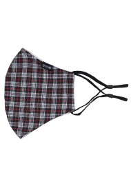 Fall Tartan Check Mask in Black, Silver, Red Flat