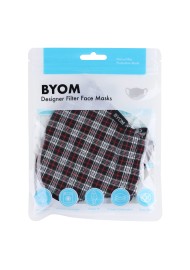 Fall Tartan Check Mask in Black, Silver, Red in Mask Bag