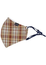 Autumn Check Mask in Navy, Beige, and Brown Flat