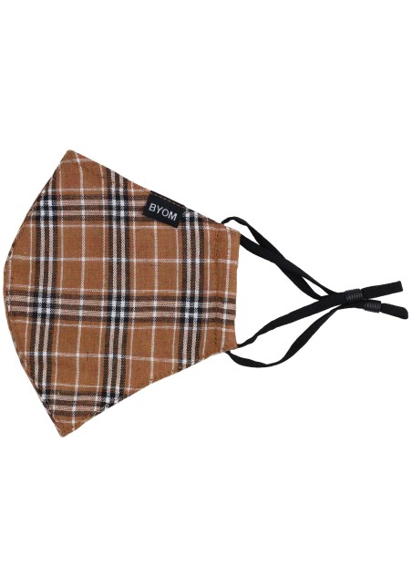 Autumn Check Mask in Brown and Burnt Orange Flat