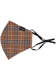 Autumn Check Mask in Brown and Burnt Orange Flat