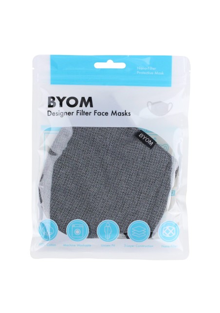 Textured Weave Fall Mask in Silver and Charcoal in Mask Bag