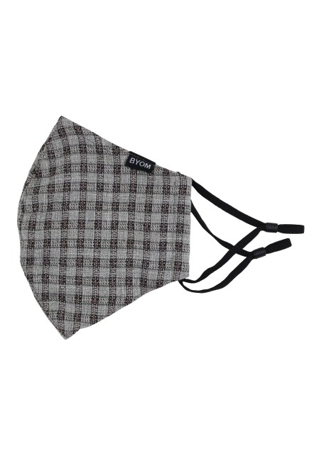 Beige, Gray, and Brown Checkered Filter Mask Flat