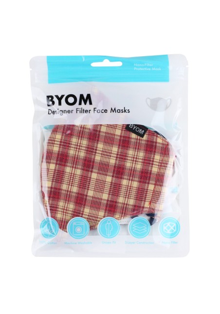Red and Cream Plaid Mask in Bag
