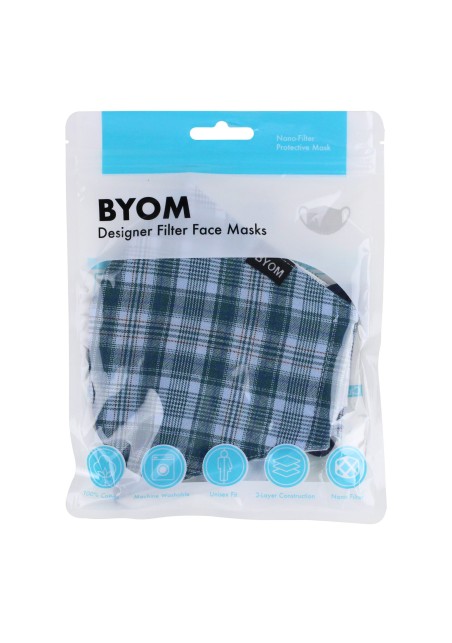 Indigo Autumn Check Mask in Mask Bag