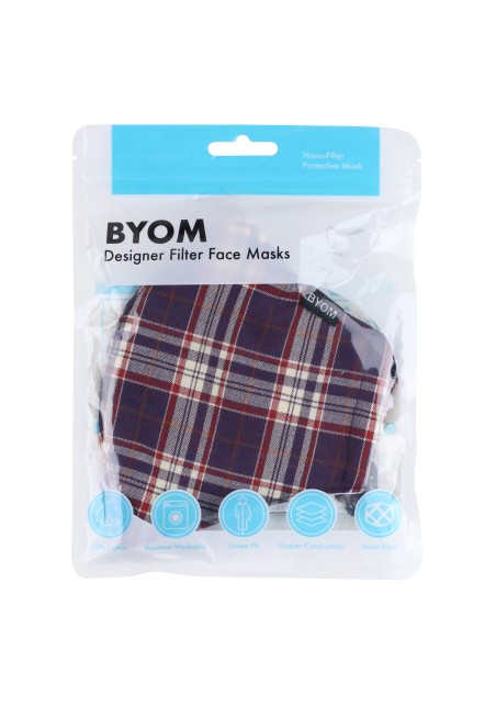 Fall Tartan Plaid Mask in Grape and Burgundy in Mask Bag