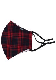 Punk Rock Tartan Face Maks in Black and Red Flat