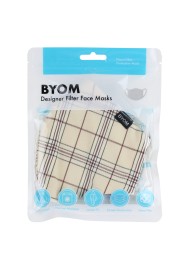 Linen and Brown Plaid Mask in Mask Bag