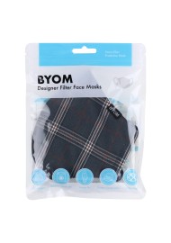 Gray Windowpane Check Face Mask in Mask Bag