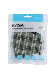 Green and Fall Beige Brown Plaid Mask in Mask Bag