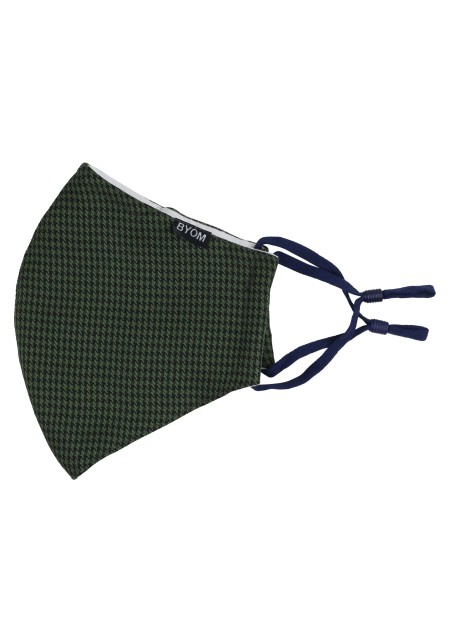 Hunter Green and Black Houndstooth Check Mask Flat