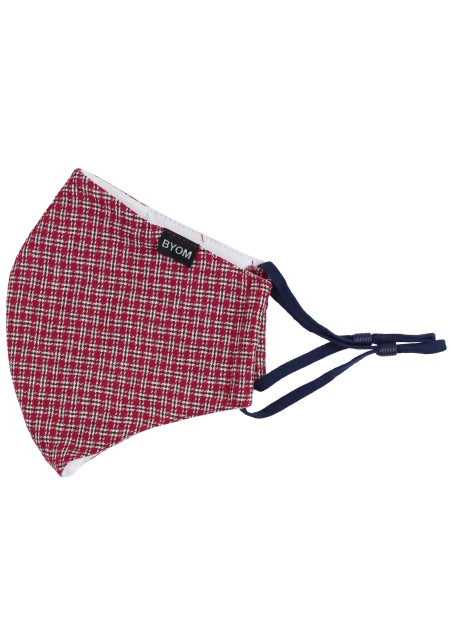 Duke Plaid Mask in Reds and Grays Flat