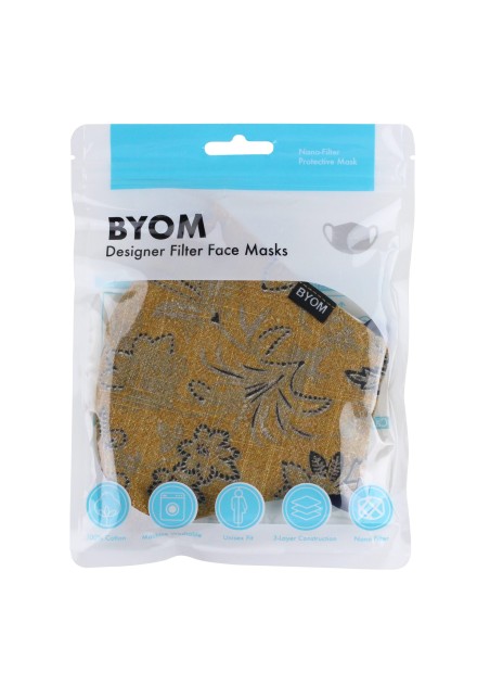 Amber Gold Floral Mask in Bag