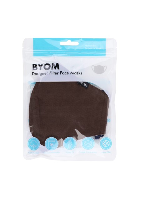 solid brown filter face mask in cotton