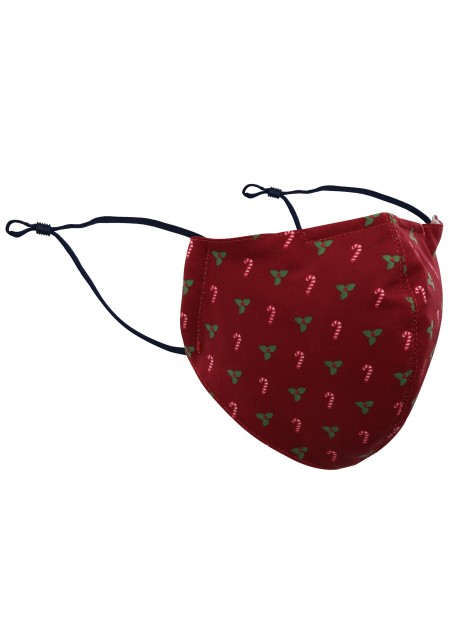Candy Cane and Mistletoe Mask in Crimson Red