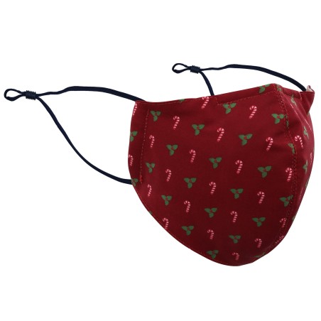 Candy Cane and Mistletoe Mask in Crimson Red
