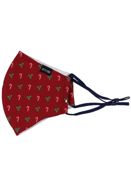 Candy Cane and Mistletoe Mask in Crimson Red Flat