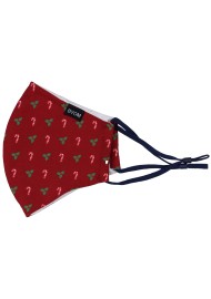 Candy Cane and Mistletoe Mask in Crimson Red Flat