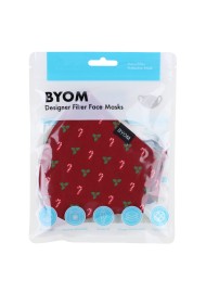 Candy Cane and Mistletoe Mask in Crimson Red in Bag