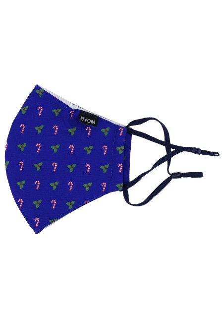 Candy Cane and Mistletoe Mask in Royal Blue Flat
