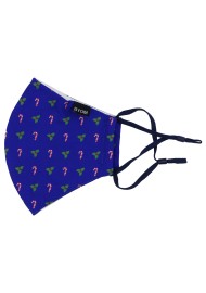 Candy Cane and Mistletoe Mask in Royal Blue Flat