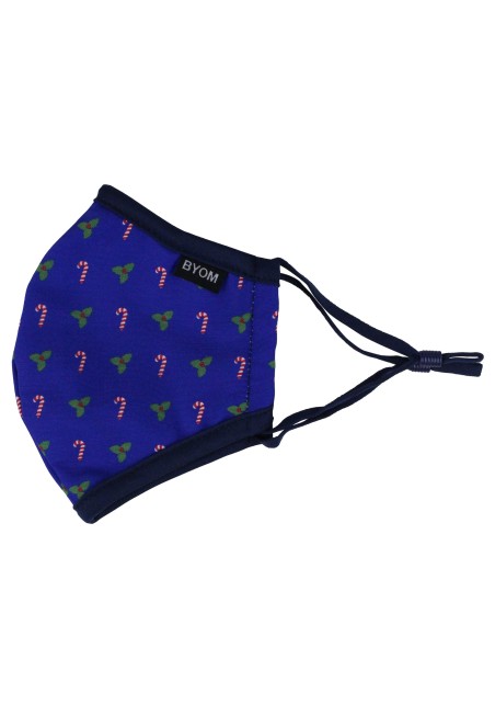 Royal Blue Kids Mask with Christmas Print