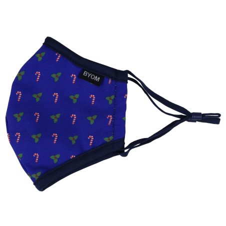 Royal Blue Kids Mask with Christmas Print
