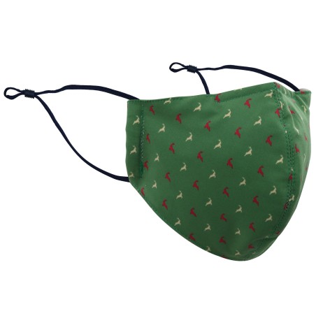 Dark Green Face Mask with Jumping Reindeer