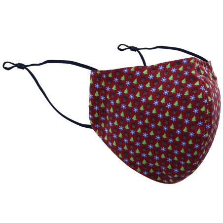 Christmas Print Face Mask in Cherry Red