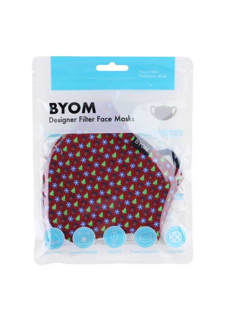 Christmas Print Face Mask in Cherry Red in Bag