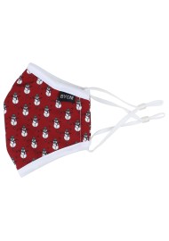 Kids Mask in Red with Snowman Print