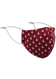 Snowman Print Face Mask in Cherry Red