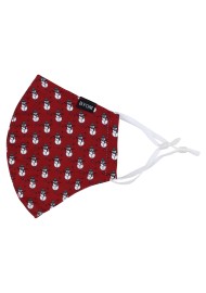 Snowman Print Face Mask in Cherry Red Flat