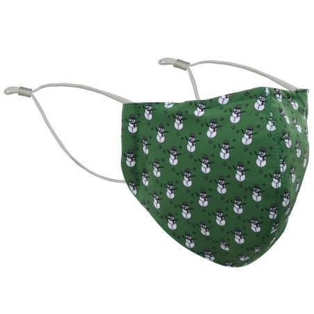 Snowman Print Face Mask in Dark Green