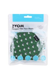 Snowman Print Face Mask in Dark Green in Bag